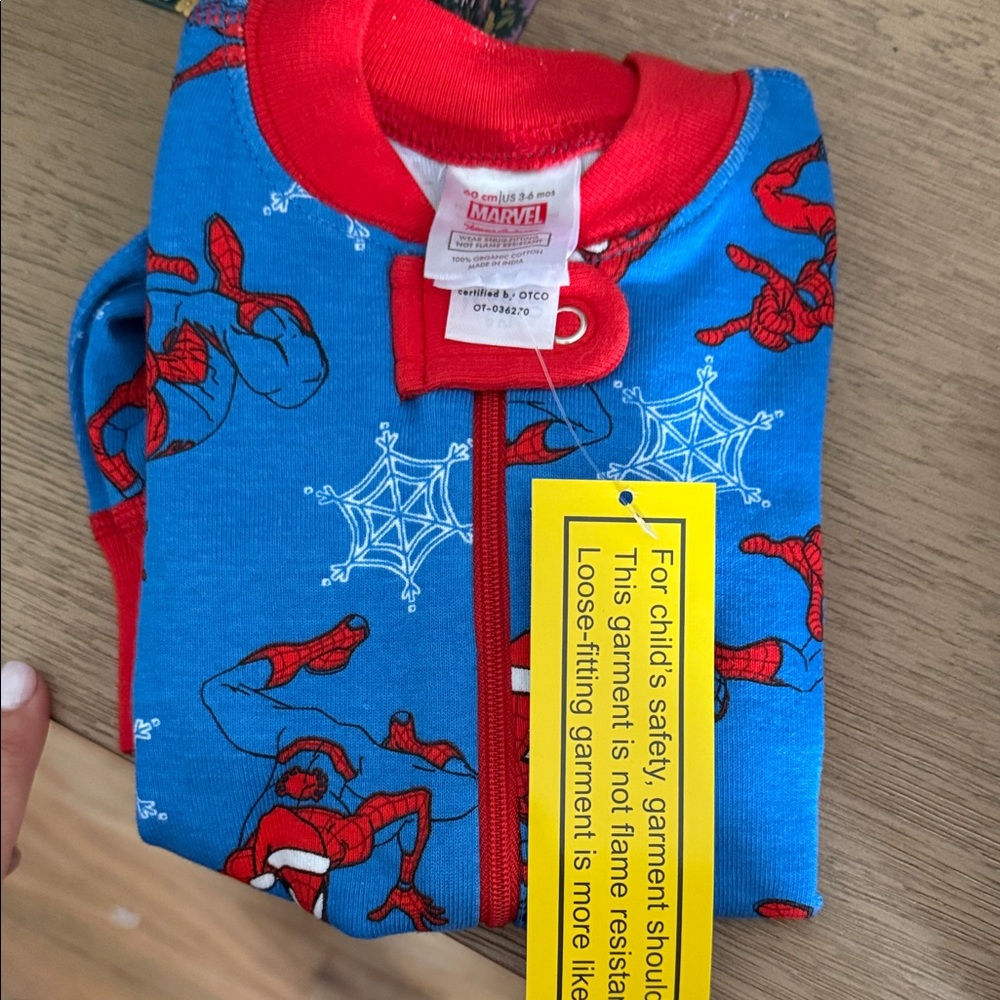 Hanna Anderson Christmas Marvel Spider-Man Blue & Red Toddler Footed Pajamas